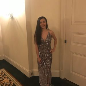 fiona high slit formal sequin dress
